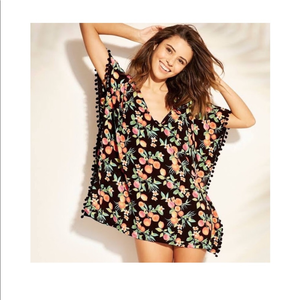 Xhilaration Pom Pom Trim Kaftan Cover Up
